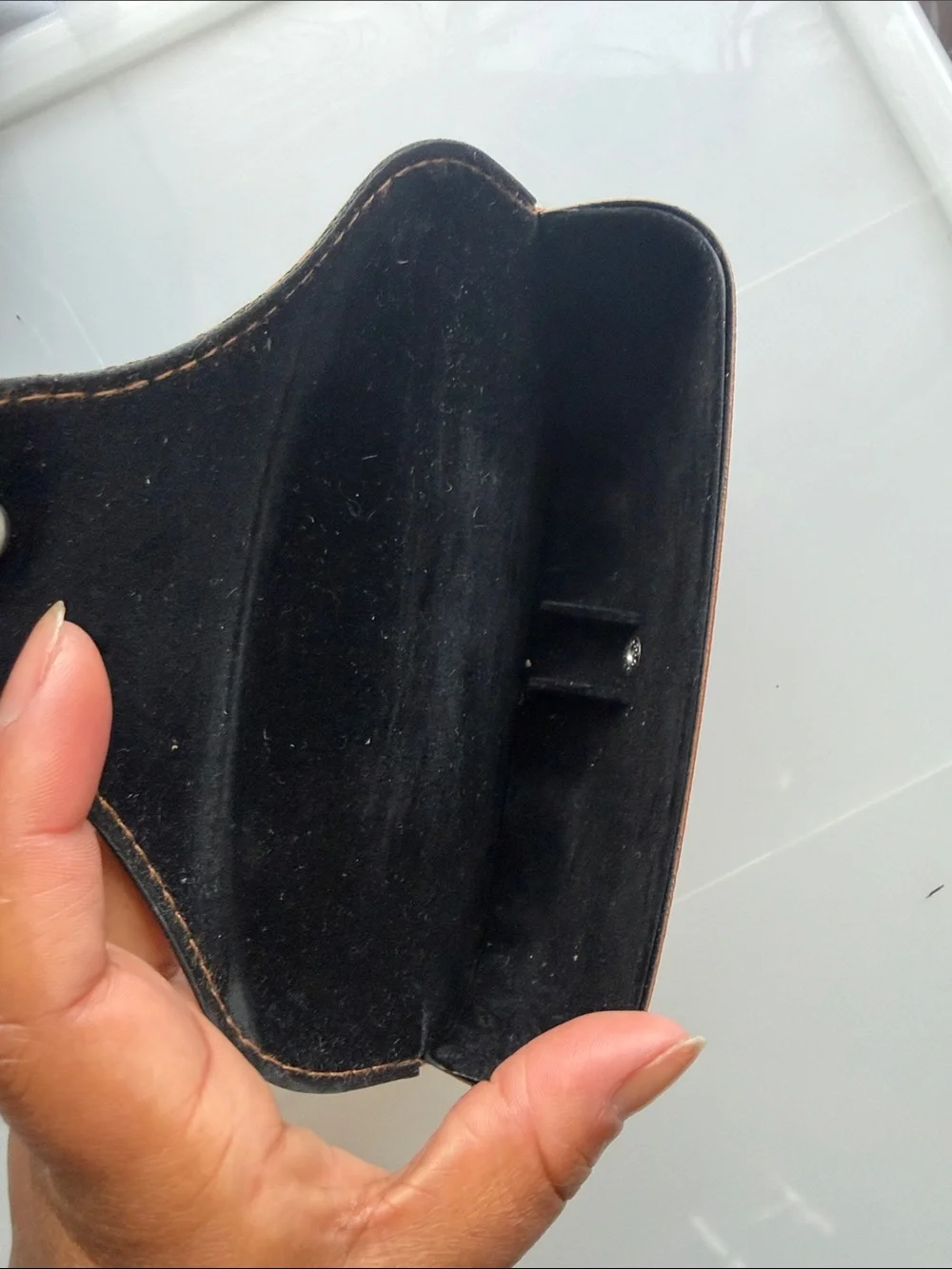 Ray-Ban Brown Leather Sunglasses Case with Embossed Logo